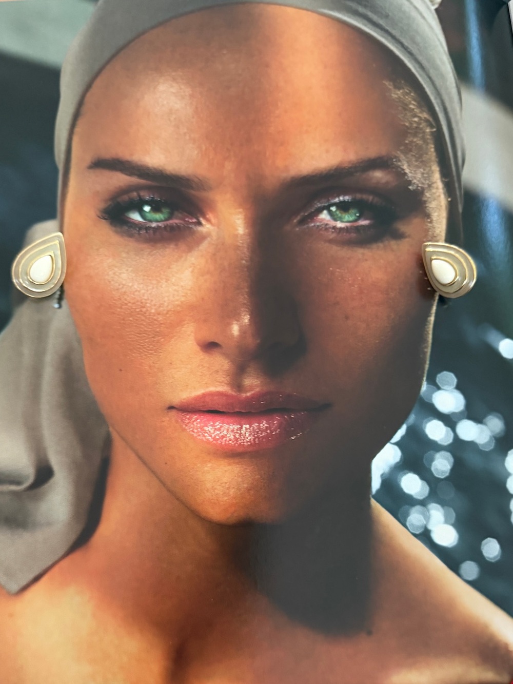 Trifari Gold and Cream Teardrop Earrings